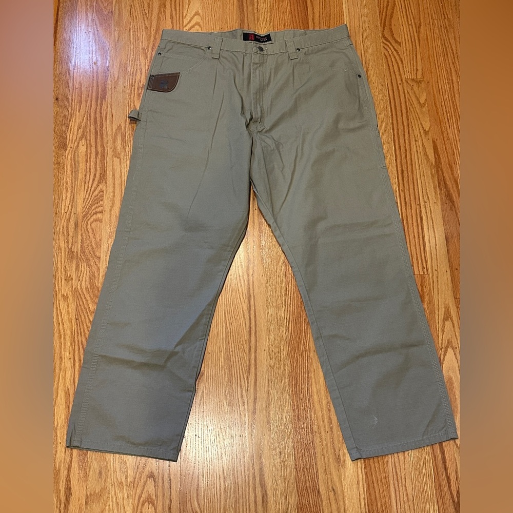 Wrangler Riggs Jeans Mens 42X32 Brown Carpenter Relaxed Fit Ripstop Work Pants
